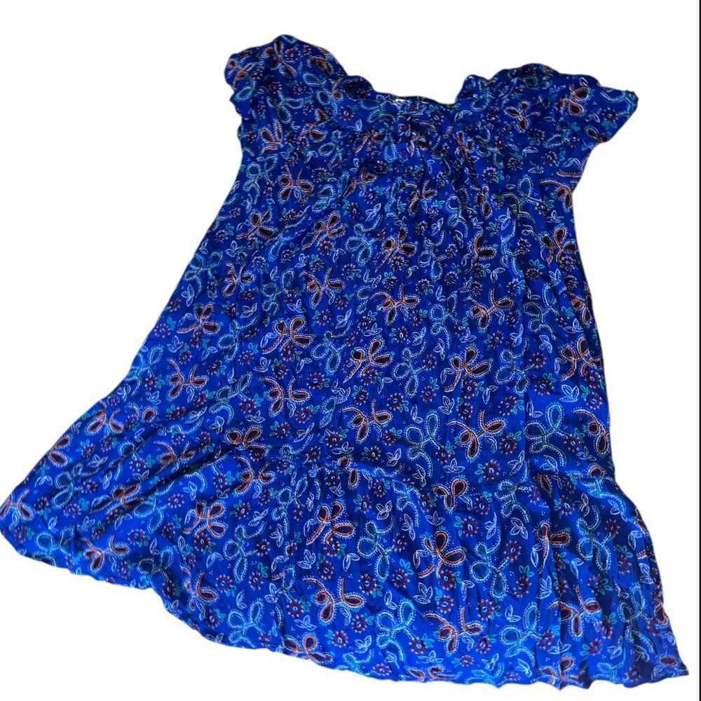 Bechamel Vibrant Blue and Orange Flowing Dress